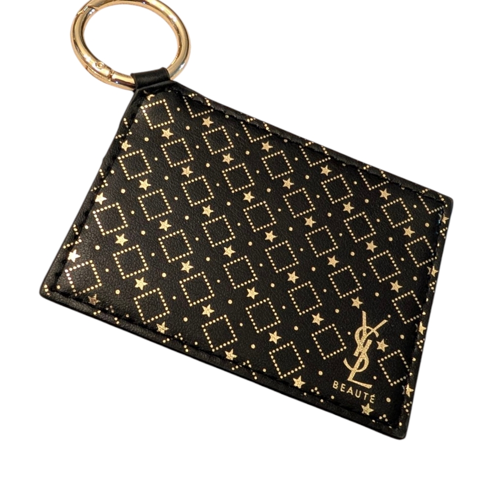 YSL Beaute Black and Gold Mirror With Bag Clip